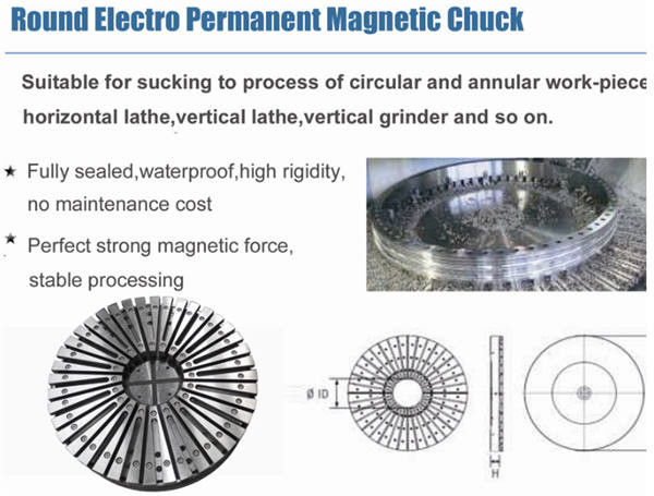 Fine Pole OD500mm Round Dense Permanent Magnetic Chuck For Milling